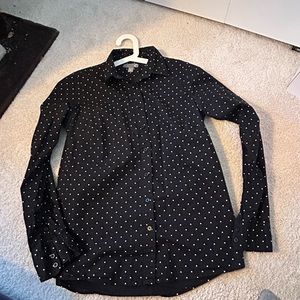 Black polka dot dress shirt